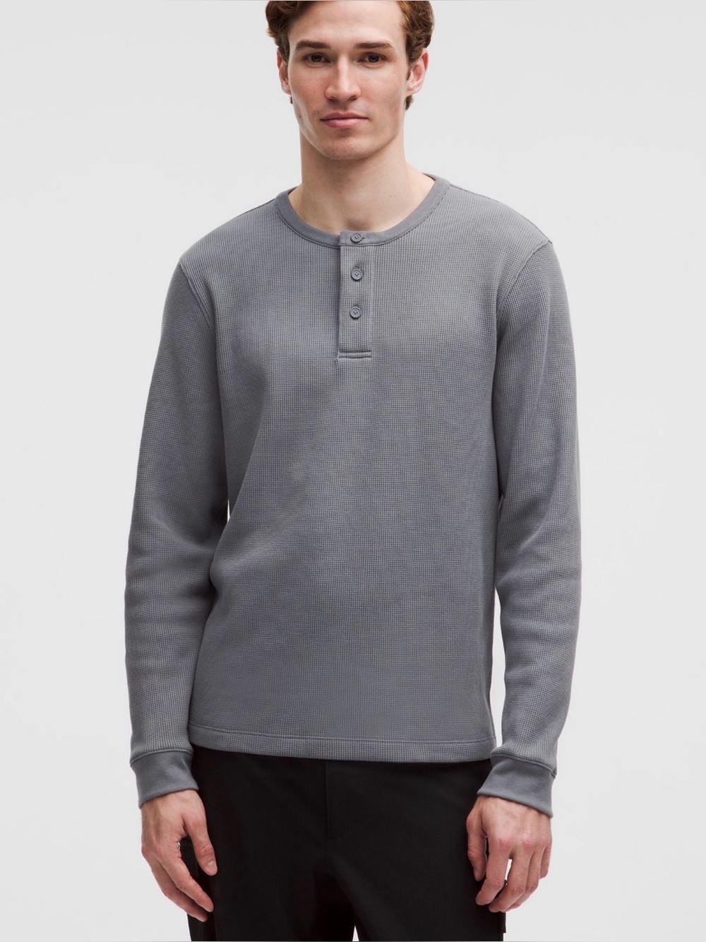Lululemon Waffle Knit Men’s Grey Henley Longsleeve Tee